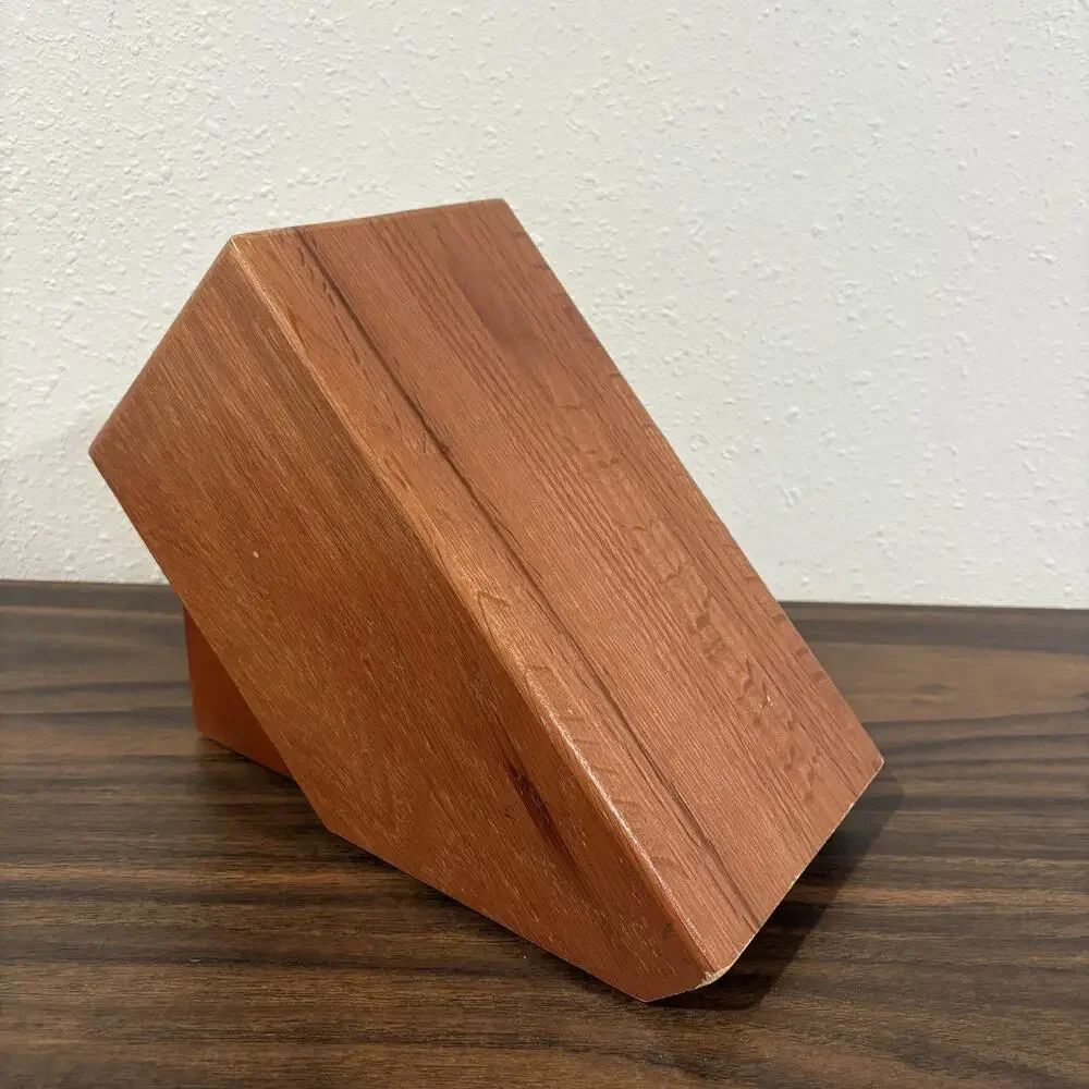 Cutco Homemaker Solid Honey Oak Wood‎ 10-Slot Knife Block Made In USA 8 x 10 x 5